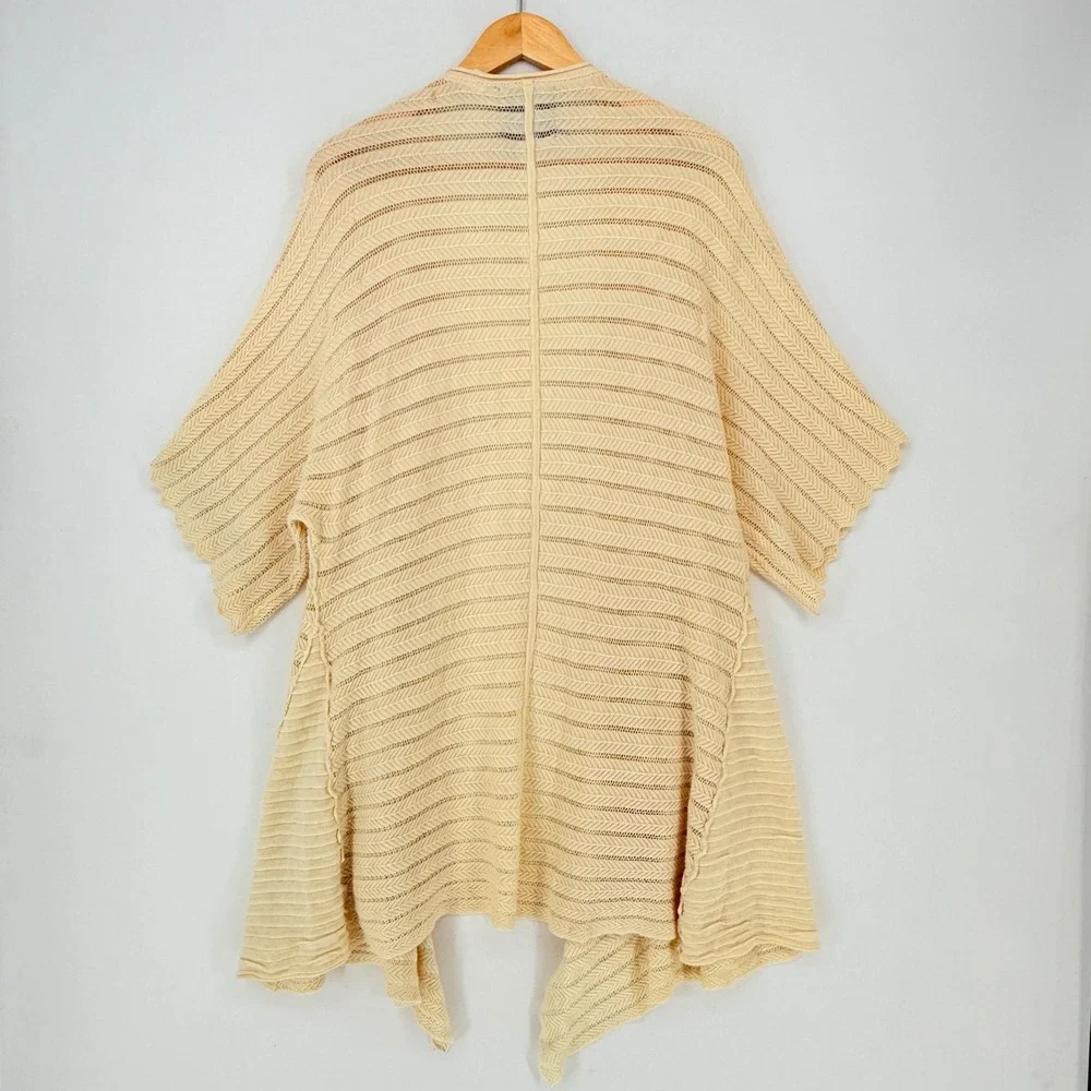 Anthropologie Guinevere Cardigan Women Medium Cream Pointelle Bohemian Cottage